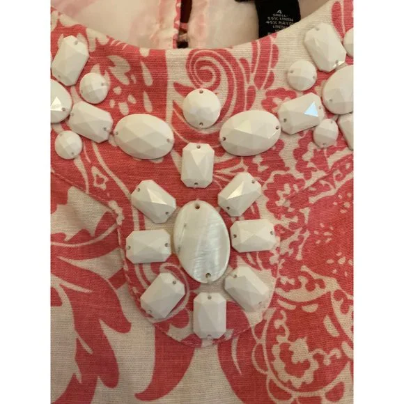 New Directions Dress Women Size 4 Pink Sleeveless Linen Knee‎ Skimming Weddings - Picture 6 of 14